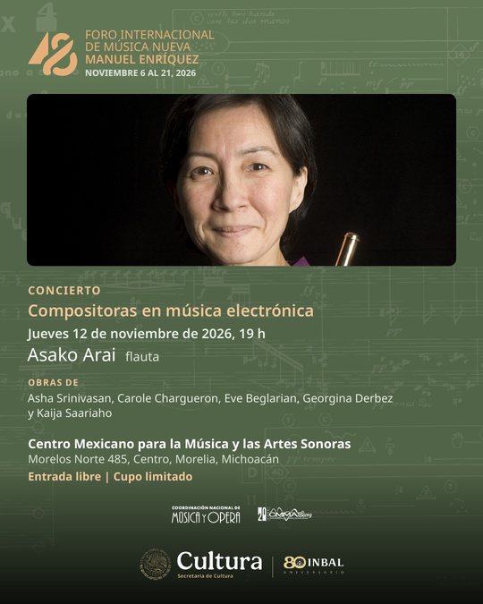 Postal: Morelia: Asako Arai, flauta
