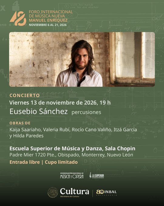 Postal: Monterrey: Eusebio Sánchez, percusiones